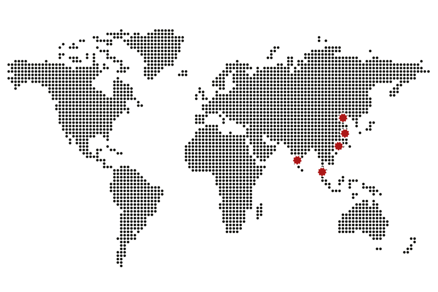 A map showing Nolatos sites in Asia